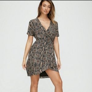 Aritzia Babaton Snake Skin Wrap Mini Dress/ Babaton Wallace Dress